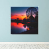 Sunset Uitzicht Landscape One Canvas Afdruk (Insitu (Houten vloer))