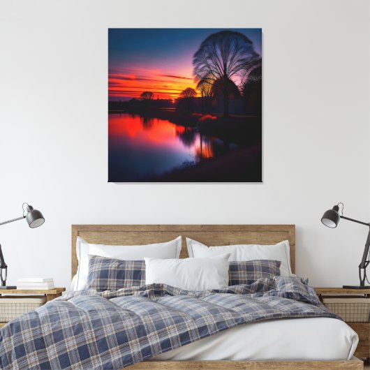Sunset Uitzicht Landscape One Canvas Afdruk (Insitu (Slaapkamer))