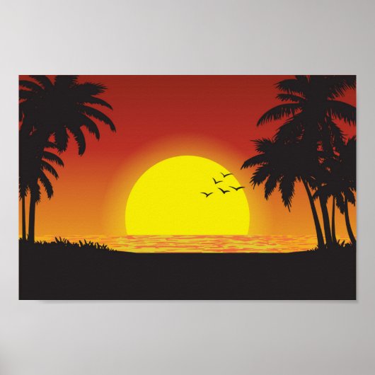 Sunset Uitzicht op het strand Poster (Voorkant)