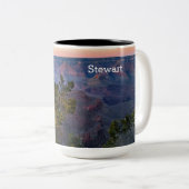 Sunset Uitzicht Pine Tree Grand Canyon Arizona woe Tweekleurige Koffiemok (Voorkant rechts)