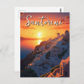 Sunset Uitzicht Santorini Griekenland Cycladen Rei Briefkaart (Voorkant / Achterkant)