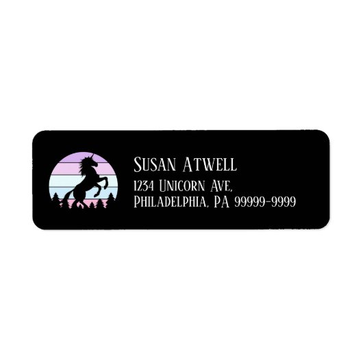 Sunset Unicorn opfokadres Etiket (Voorkant)