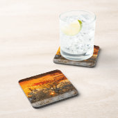 Sunset Vermont Winter Hard Plastic Coaster Bier Onderzetter (Rechterzijde)