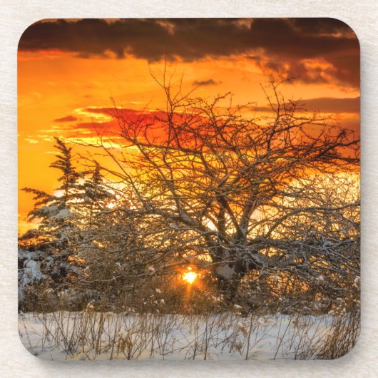 Sunset Vermont Winter Harde Plastic Onderzetter (Voorkant)