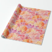 Sunset Vibes Roze en Coral Fan Patroon Cadeaupapier (Uitgerold)