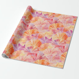 Sunset Vibes Roze en Coral Fan Patroon Cadeaupapier