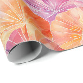 Sunset Vibes Roze en Coral Fan Patroon Cadeaupapier (Rol Hoek)