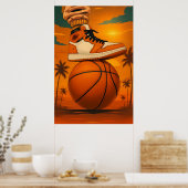 Sunset Vibes Sneaker op Basketbal Poster (Keuken)