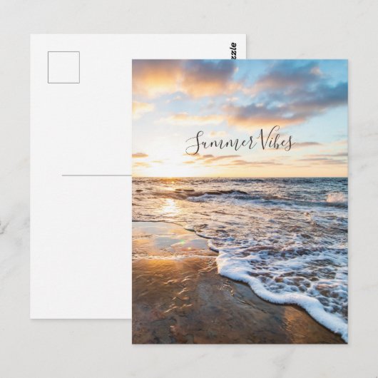 Sunset Vibes Zen Beach Sunset Ocean Waves Briefkaa Briefkaart (Voorkant / Achterkant)