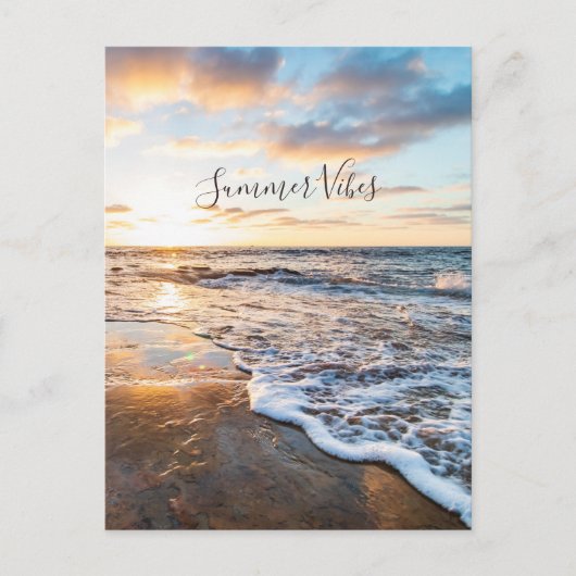 Sunset Vibes Zen Beach Sunset Ocean Waves Briefkaa Briefkaart (Voorkant)