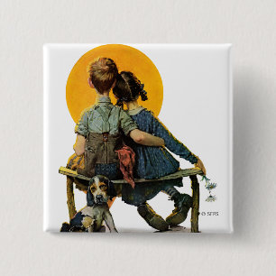 Sunset Vierkante Button 5,1 Cm