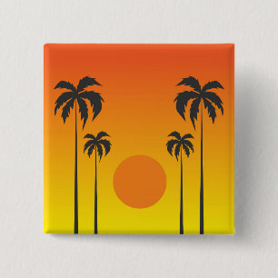 Sunset Vierkante Button 5,1 Cm