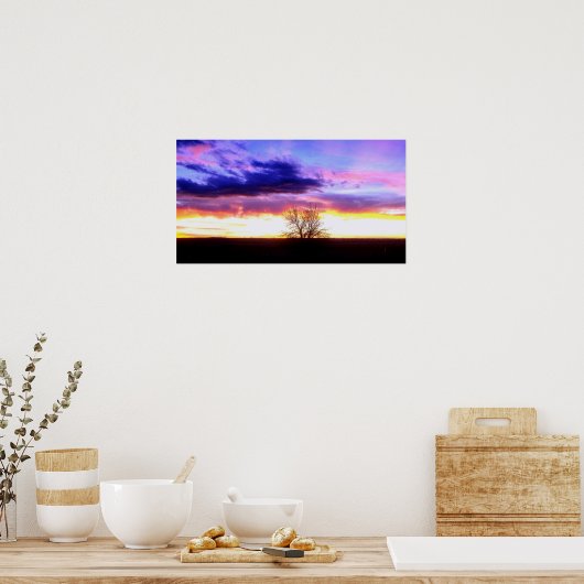 Sunset voorbij Tree_ Poster (Keuken)
