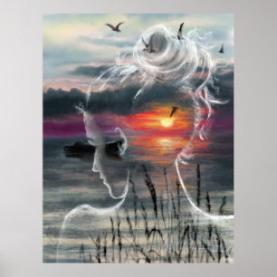 Sunset Vrouw Poster