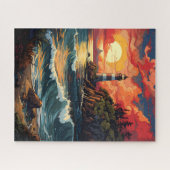 Sunset Vuurtoren Jigsaw Puzzel (Horizontaal)