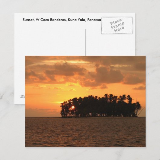 Sunset, W Coco Banderos, Kuna Yala, Panama Briefkaart (Voorkant / Achterkant)