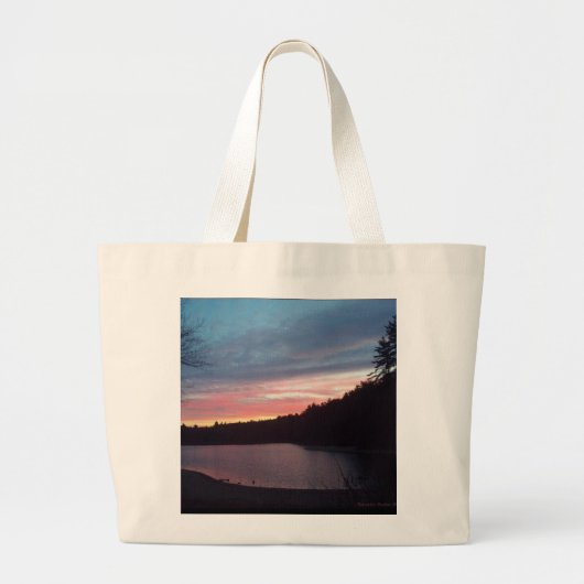 Sunset, Walden Pond, halve maan Grote Tote Bag (Voorkant)