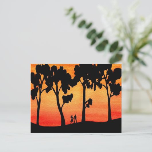 Sunset Walk Briefkaart (Staand voorkant)