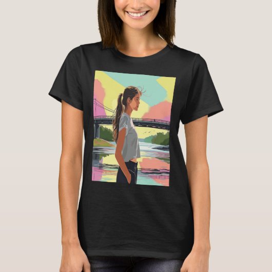 Sunset wandeling bij de brug t-shirt (Voorkant)