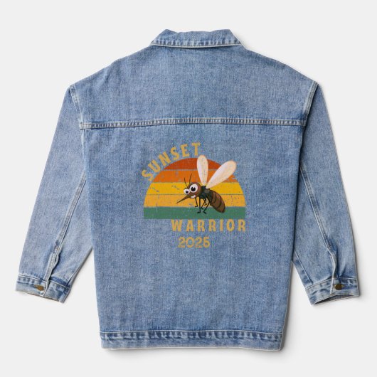 Sunset Warrior - Retro Sunset Mosquito Denim Jacket (Achterkant)