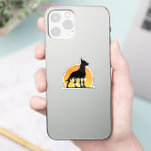 Sunset Watchdog: gepersonaliseerd hondensilhouet Sticker (Telefoon)