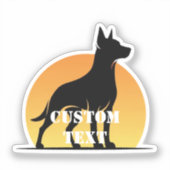 Sunset Watchdog: gepersonaliseerd hondensilhouet Sticker (Voorkant)