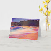 Sunset Waterverf Beach Art Kaart (Gele Bloem)