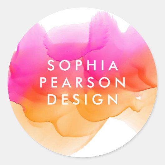 Sunset Waterverf Blot Ronde Sticker (Voorkant)