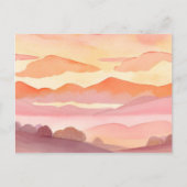 Sunset Waterverf Hills | Oranje Hue Sky Painting Briefkaart (Voorkant)
