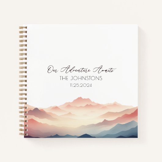 Sunset Waterverf Mountain bruiloft gastenboek Notitieboek (Voorkant)