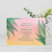 Sunset Waterverf Palm Leaves Rehearsal Dinner Kaart (Staand voorkant)