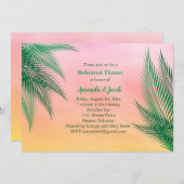 Sunset Waterverf Palm Leaves Rehearsal Dinner Kaart (Voorkant / Achterkant)