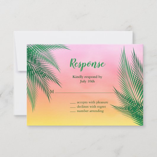 Sunset Waterverf Palm Leaves RSVP (Voorkant)