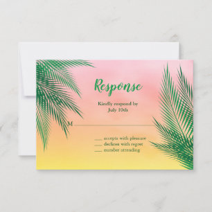 Sunset Waterverf Palm Leaves RSVP Kaartje
