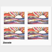 Sunset Waterverf Rechthoekige Sticker (Vel)