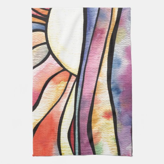 Sunset Waterverf Theedoek (Verticaal)