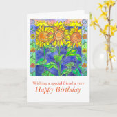 Sunset Waterverf Zonnebloemen Happy Birthday Frien Kaart (Gele Bloem)
