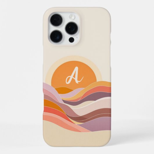 Sunset Wave Initiaal iPhone Hoesje (Achterkant)