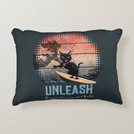 Sunset Wave-Riding Cat Accent Kussen