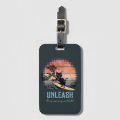 Sunset Wave-Riding Cat Bagagelabel (Voorkant (verticaal))