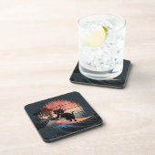 Sunset Wave-Riding Cat Bier Onderzetter (Rechterzijde)