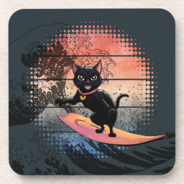 Sunset Wave-Riding Cat Bier Onderzetter