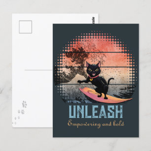 Sunset Wave-Riding Cat Briefkaart