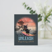 Sunset Wave-Riding Cat Briefkaart (Staand voorkant)