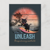 Sunset Wave-Riding Cat Briefkaart (Voorkant)