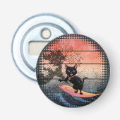 Sunset Wave-Riding Cat Button Flesopener (Voorkant)