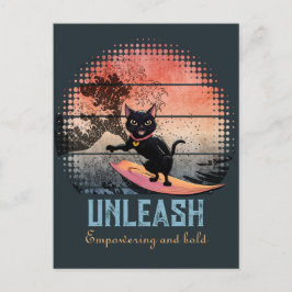 Sunset Wave-Riding Cat Feestdagenkaart