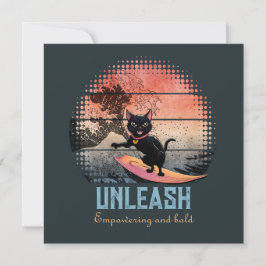 Sunset Wave-Riding Cat Feestdagenkaart
