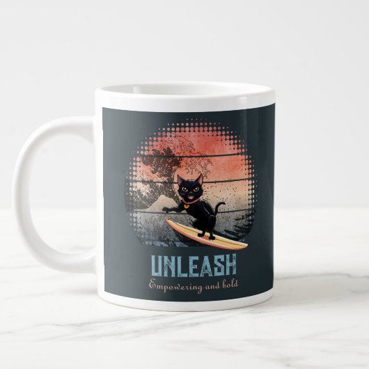 Sunset Wave-Riding Cat Grote Koffiekop (Links)