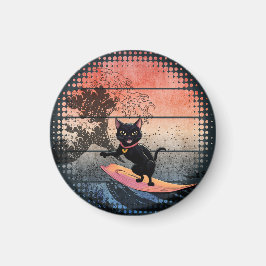 Sunset Wave-Riding Cat Magneet